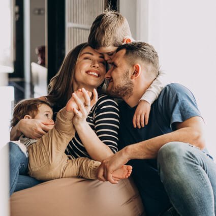 A family relaxing together at home