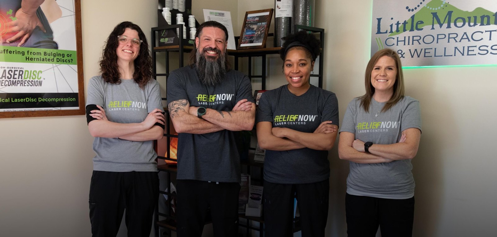 The Little Mountain Chiropractic team standing together in the clinic